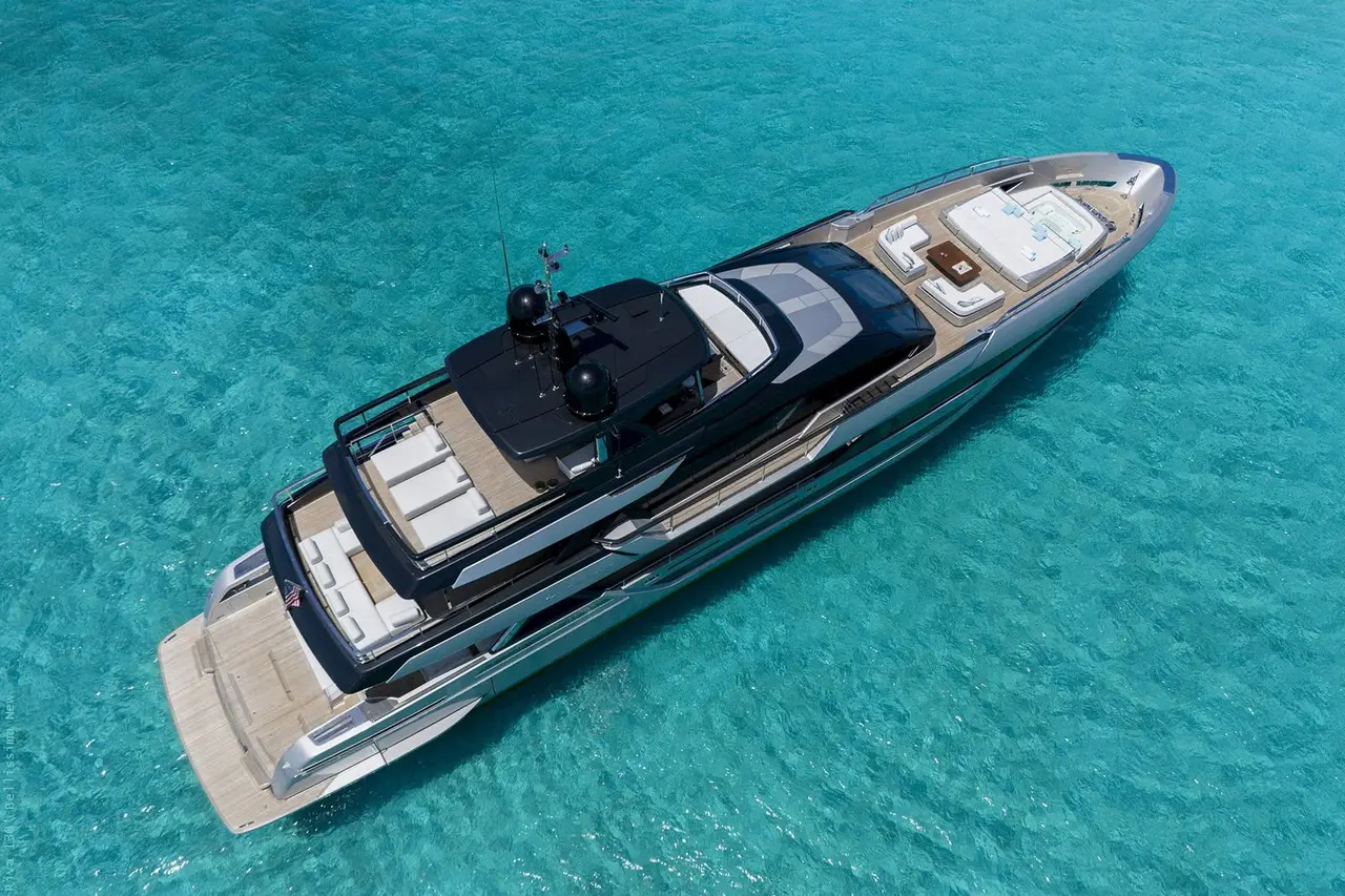 Riva 130 Bellissima, exterior — Sardinia Lux Yachts, Sardinia. Sculpted speed and open decks for sunset coastlines